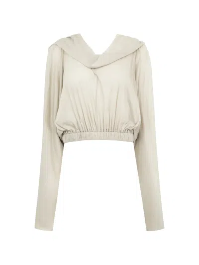 Rick Owens Cropped Hoodie In Gray