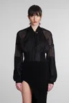 Rick Owens Sheer Fabric Cropped Bomber Jacket In Black
