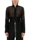Rick Owens Sheer Fabric Cropped Bomber Jacket In Black