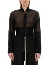 Rick Owens Sheer Fabric Cropped Bomber Jacket In Black