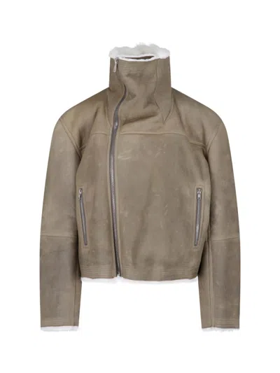Rick Owens Cropped Jacket "flight" In Brown