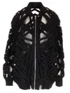 Rick Owens Cropped Jacket In Denim And Tulle Jackets Black In Black