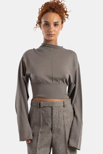 Rick Owens Cropped Knit Sweater In Gray