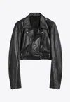 Rick Owens Cropped Biker Leather Jacket Men