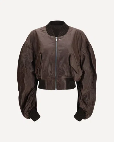 Rick Owens Cropped Leather Bomber Jacket In Animal Print