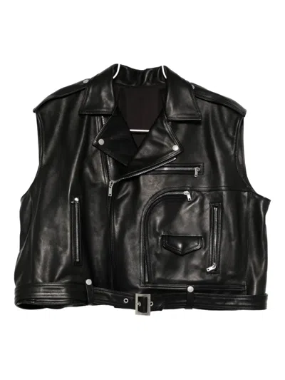 Rick Owens Cropped Leather Jacket In Black