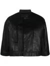 Rick Owens Cropped Leather Jacket In Schwarz