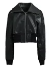 Rick Owens Cropped-lederjacke Mit Reissverschluss In Black