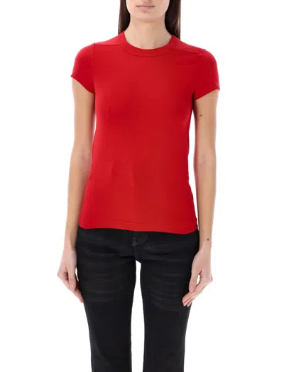 Rick Owens Red Cropped Level T-shirt In Cardinal