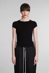 RICK OWENS CROPPED LEVEL T T-SHIRT IN BLACK POLYAMIDE POLYESTER