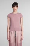 Rick Owens Cropped Level T-shirt In Rose-pink