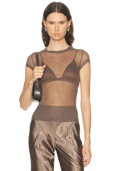 Rick Owens Cropped Level Tee In Brown