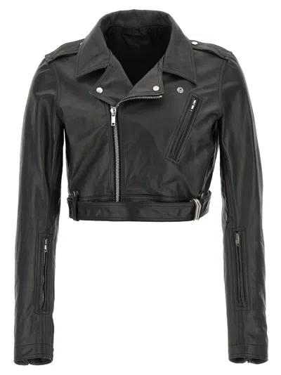Rick Owens Cropped Luke S Stooges Casual Jackets And Parka Black
