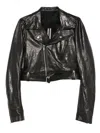 Rick Owens Cropped Leather Jacket Removable Belt In Black