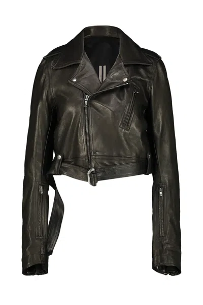 Rick Owens Cropped Luke Stoges Leather Jacket Clothing In Black