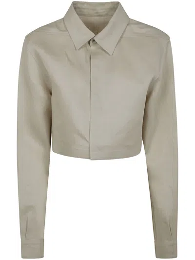 Rick Owens Cropped Outshirt Shirt In Grey