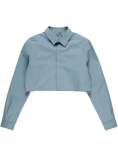 Rick Owens Cropped Overshirt In Blue