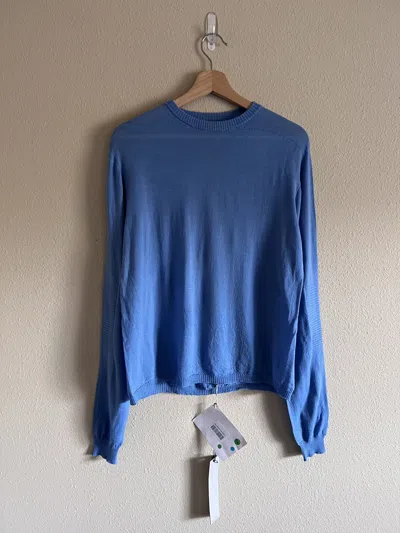Pre-owned Rick Owens Cropped Oversized Biker Round Neck Sweater In Blue