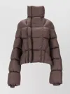 Rick Owens Cropped Padded Quilted Jacket With High Collar In Animal Print