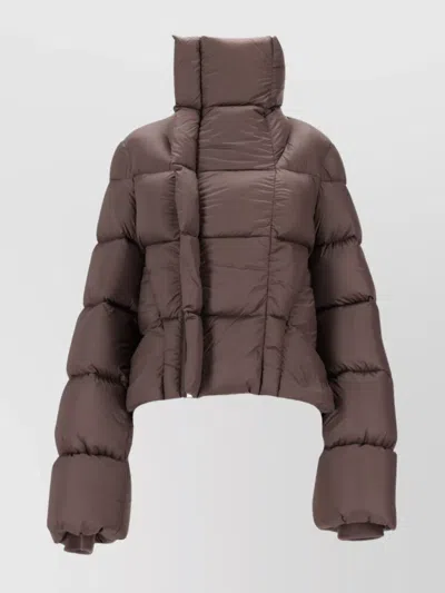 RICK OWENS CROPPED PADDED QUILTED JACKET WITH HIGH COLLAR