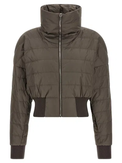 Rick Owens Cropped Quilted Goose Down Down Jacket In Taupe