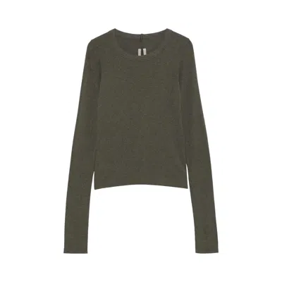 Pre-owned Rick Owens Cropped Rib Long-sleeve T-shirt 'bosco' | Grey | Women's Size 40 In Gray
