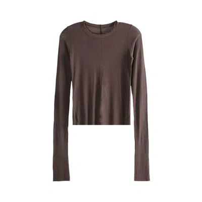 Pre-owned Rick Owens Cropped Rib Long-sleeve T-shirt 'macassar' | Brown | Women's Size 42