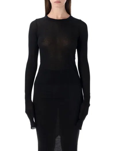 Rick Owens Cropped Rib Top In Black