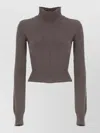 Rick Owens Cropped Ribbed Cotton Turtleneck Crewneck Sweater In Gray