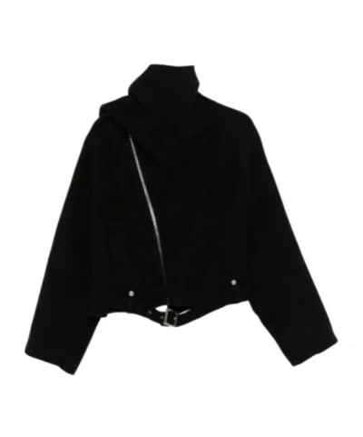 RICK OWENS CROPPED SCARF FLIGHT JACKET