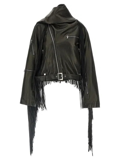 Rick Owens Cropped Scarf Flight Jacket In Black