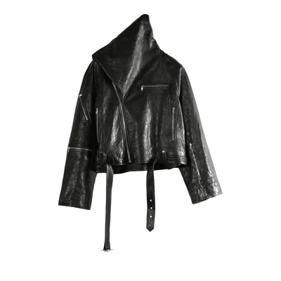 Pre-owned Rick Owens Cropped Scarf Flight Jacket 'black' | Women's Size Onesize
