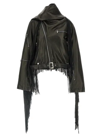 RICK OWENS CROPPED SCARF FLIGHT PUFFER JACKETS BLACK