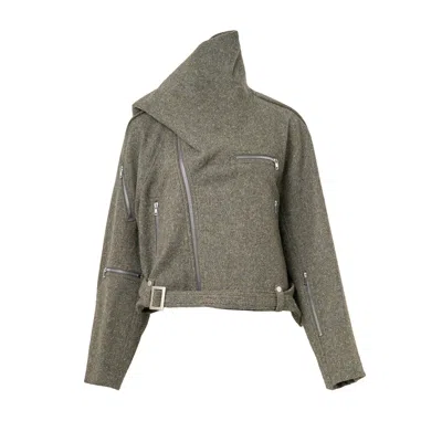 Rick Owens Cropped Scarf Flight Rugged Wool In Gray