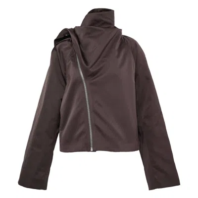 Rick Owens Cropped Scarf Flight Tech Jacket In Brown