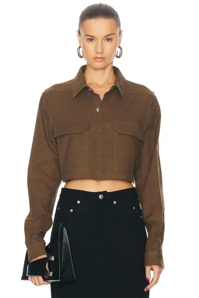 Rick Owens Press-stud Cropped Shirt In Brown