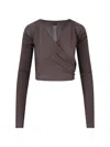 Rick Owens Crewneck Wrap Knitwear Long Sleeves Cropped In Burgundy