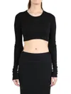 Rick Owens Cropped T-shirt In Black