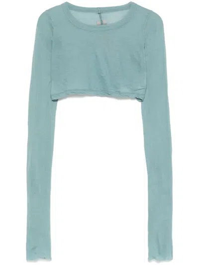 Rick Owens Cropped T-shirt In Blue
