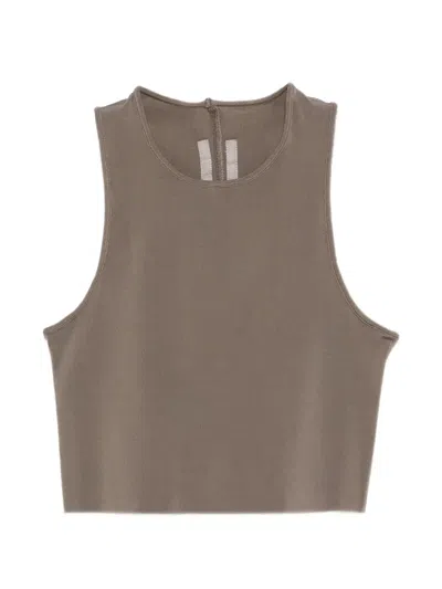 Rick Owens Cropped Tank Top In Brown