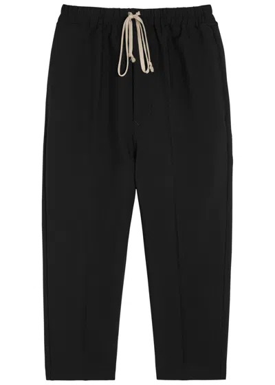 Rick Owens Cropped Tapered-leg Wool Trousers In Black
