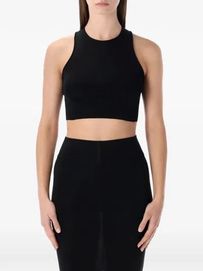 Rick Owens Cropped Racerback Tank Top Viscose Blend In Black