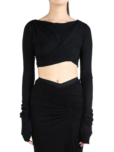 Rick Owens Black Porterville Jade Crop T-shirt In 09 Black