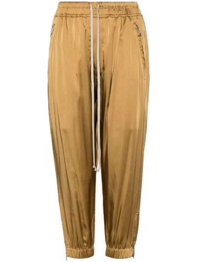 Rick Owens Cropped Track Trousers In Gold