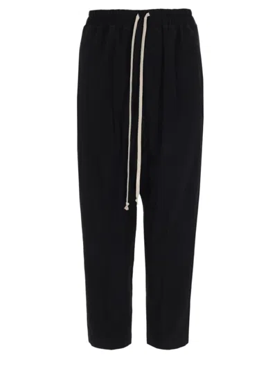 Rick Owens Cropped Trousers With Relaxed Fit And Adjustable Drawstring In Black