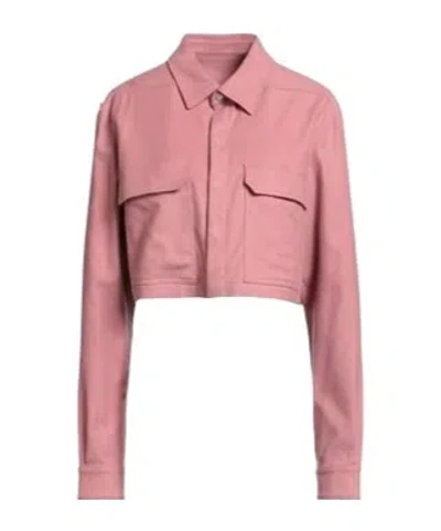 Rick Owens Cropped Utility Jacket With Pointed Collar In Pink