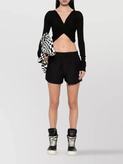 Rick Owens Cropped V-neck Ribbed Knit Cardigan In Black