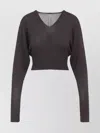 Rick Owens Cropped Virgin Wool Pullover V-neck In Black