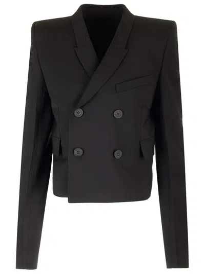 Rick Owens Cropped Wool Blazer Jackets Black