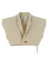 Rick Owens Cropped Wool Blend Cotton Vest In Multi